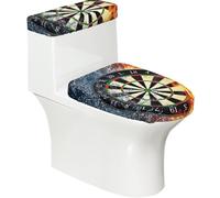 Poadnly Dart Board Printed,Toilet Lid Covers Reusable Set of 2 Tank Lid Covers, Dust Splash Resistant for Bathroom Decor