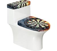 Poadnly Dart Board Target Ice Fire,Toilet Lid Covers Reusable Set of 2 Tank Lid Covers, Dust Splash Resistant for Bathroom Decor