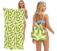 Poadnly Dill Pickles, 2 in 1 Packable Towel Bag, Beach Towels with Drawstring Backpack for Travel Holiday Camping