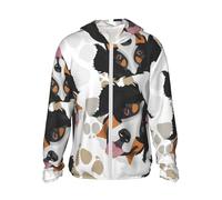 Poadnly Dog Paws Pattern Bernese Mountain Dog,Sun Protection Hoodie Jacket Lightweight Long Sleeve Sun Shirt for Hiking Outdoor,3XL