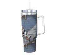 Poadnly Dogs Border Collie Shetland Sheepdogs Alaskan,40oz Ice Bully Cup with Handle Lid Straw Stainless Steel Mug Car Coffee Cup