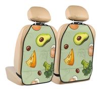 Poadnly Doodle Broccoli Cheese Avocado,2 Pack Car Seat Kick Mats Back Seat Protector Durable Back Seat Organiser