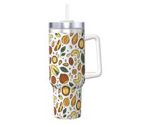 Poadnly Doodle Style Nuts Seeds,40oz Ice Bully Cup with Handle Lid Straw Stainless Steel Mug Car Coffee Cup