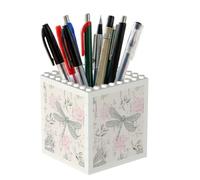 Poadnly Dragonfly Shabby Chic Roses Worn Old Vintage Floral, Pen Pot Pencil Holder for Office Home School, Compact Desk Organiser for Office Stationery