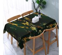 Poadnly Emerald Deep Green Earth Tones Gold Marble, Tablecloth Waterproof Dust-Proof Tabletop Wrinkle Resistant Table Cover - 137 x 183 cm