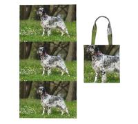 Poadnly English Setter Lawn Pets Dogs English Setter, 2 in 1 Packable Towel Bag, Beach Towels with Tote Bag for Travel Holiday Camping