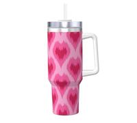Poadnly Ethnic Style Hand Drawn Hearts,40oz Ice Bully Cup with Handle Lid Straw Stainless Steel Mug Car Coffee Cup