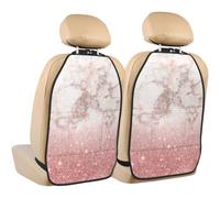 Poadnly Faux Pink Rose Gold Glitter White Marble Ombre,2 Pack Car Seat Kick Mats Back Seat Protector Durable Back Seat Organiser