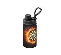 Poadnly Flaming Dartboard Fire Dart Board 3D,12 Oz Insulated Water Bottle Stainless Steel Coffee Mug Vacuum Tumbler Water Flask