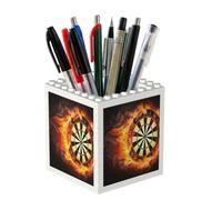 Poadnly Flaming Dartboard Fire Dart Board 3D, Pen Pot Pencil Holder for Office Home School, Compact Desk Organiser for Office Stationery