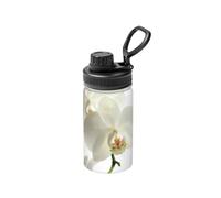 Poadnly Floral White Flowers Orchid Elegant Modern Trendy,12 Oz Insulated Water Bottle Stainless Steel Coffee Mug Vacuum Tumbler Water Flask