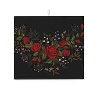 Poadnly Flowers Roses Westernch, Dish Drying Mats, Sink Mat Absorbent Dish Drainer Mat For Kitchen Counter 41x46 cm