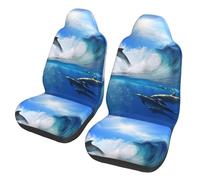 Poadnly Four Dolphins In The Sea Of Whales,Car Seat Cover Front Seat Covers/Protectors For Car 2pcs