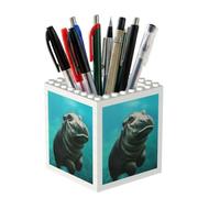 Poadnly Funny Hippo, Pen Pot Pencil Holder for Office Home School, Compact Desk Organiser for Office Stationery