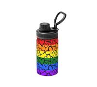 Poadnly Gay Pride Rainbow Colored Hearts,12 Oz Insulated Water Bottle Stainless Steel Coffee Mug Vacuum Tumbler Water Flask
