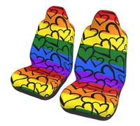 Poadnly Gay Pride Rainbow Colored Hearts,Car Seat Cover Front Seat Covers/Protectors For Car 2pcs