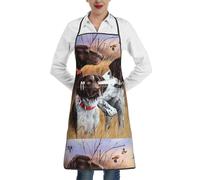 Poadnly German Short-Haired Pointer Dog Fall, Kitchen Aprons With Pockets,Adjustable Waterproof Chef Cooking Bib Apron