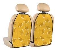 Poadnly Ginkgo Leaves Floral On Yellow Ochre,2 Pack Car Seat Kick Mats Back Seat Protector Durable Back Seat Organiser