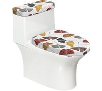 Poadnly Ginkgo Leaves,Toilet Lid Covers Reusable Set of 2 Tank Lid Covers, Dust Splash Resistant for Bathroom Decor