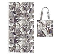 Poadnly Glitter Diamond Crystal Pattern Print, 2 in 1 Packable Towel Bag, Beach Towels with Tote Bag for Travel Holiday Camping