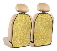 Poadnly Gold Glitter Texture,2 Pack Car Seat Kick Mats Back Seat Protector Durable Back Seat Organiser