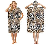 Poadnly Gold Leopard Zebra Skin Background, Adult Hooded Beach Towel 90 x 110 cm,Changing Bath Robe, Surf Poncho Towel For Women Men
