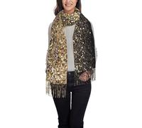 Poadnly Gold Shimmer Sequin, Large Soft Cashmere Feel Shawls Wraps Women Fringed Scarf Light Stole 197x72 cm