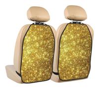 Poadnly Golden Bling Glitter Print,2 Pack Car Seat Kick Mats Back Seat Protector Durable Back Seat Organiser