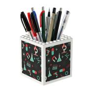 Poadnly Green Chemistry And Science Patterns, Pen Pot Pencil Holder for Office Home School, Compact Desk Organiser for Office Stationery