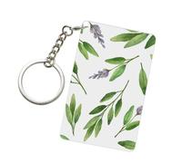 Poadnly Green Flower Watercolor Herb Sage Leaves And Branches, Rectangular Acrylic Keychain, Keyring Key Chain Ring Holder Organizer 1 pc