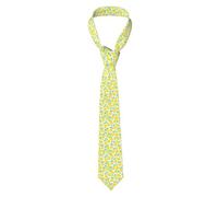 Poadnly Green Leaf Yellow Lemon Pattern, Neckties Mens Ties Polyester Novelty Skinny Tie For Wedding Party
