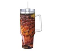 Poadnly Ham,40oz Ice Bully Cup with Handle Lid Straw Stainless Steel Mug Car Coffee Cup