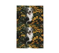 Poadnly Happy Border Collie Dog Flowers,Waffle Tea Towels Kitchen Drying Dish Towels Absorbent Dish Cloth 41 x 66 cm