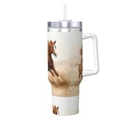 Poadnly Horses Cubs Two Run,40oz Ice Bully Cup with Handle Lid Straw Stainless Steel Mug Car Coffee Cup