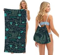 Poadnly Interesting Chemical Science, 2 in 1 Packable Towel Bag, Beach Towels with Drawstring Backpack for Travel Holiday Camping