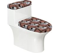 Poadnly Jack Russel Terrier Dog,Toilet Lid Covers Reusable Set of 2 Tank Lid Covers, Dust Splash Resistant for Bathroom Decor