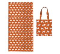 Poadnly Jack Russell Terriers Orange Cute Dog Jack Russells, 2 in 1 Packable Towel Bag, Beach Towels with Tote Bag for Travel Holiday Camping