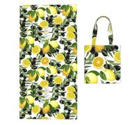 Poadnly Lemon And Olive, 2 in 1 Packable Towel Bag, Beach Towels with Tote Bag for Travel Holiday Camping