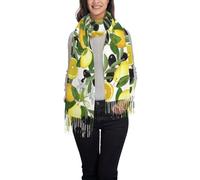 Poadnly Lemon And Olive, Large Soft Cashmere Feel Shawls Wraps Women Fringed Scarf Light Stole 197x72 cm