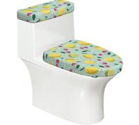 Poadnly Lemon Cherry Fruit,Toilet Lid Covers Reusable Set of 2 Tank Lid Covers, Dust Splash Resistant for Bathroom Decor