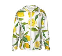 Poadnly Lemon Fruit Florals,Sun Protection Hoodie Jacket Lightweight Long Sleeve Sun Shirt for Hiking Outdoor,L