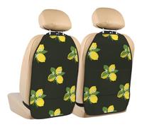 Poadnly Lemon With Branch And Lilies Bouquet Black,2 Pack Car Seat Kick Mats Back Seat Protector Durable Back Seat Organiser