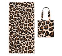 Poadnly Leopard Print(2), 2 in 1 Packable Towel Bag, Beach Towels with Tote Bag for Travel Holiday Camping