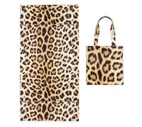 Poadnly Leopard Print, 2 in 1 Packable Towel Bag, Beach Towels with Tote Bag for Travel Holiday Camping