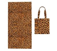 Poadnly Leopard Print, 2 in 1 Packable Towel Bag, Beach Towels with Tote Bag for Travel Holiday Camping
