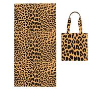 Poadnly Leopard Print Printed, 2 in 1 Packable Towel Bag, Beach Towels with Tote Bag for Travel Holiday Camping