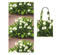 Poadnly Lily Of The Valley Flower Print, 2 in 1 Packable Towel Bag, Beach Towels with Tote Bag for Travel Holiday Camping
