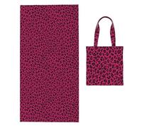 Poadnly Love Leopard Leopard Print In Hot Pink, 2 in 1 Packable Towel Bag, Beach Towels with Tote Bag for Travel Holiday Camping