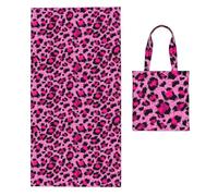 Poadnly Luxury Pink Leopard Beauty Fashion, 2 in 1 Packable Towel Bag, Beach Towels with Tote Bag for Travel Holiday Camping
