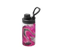 Poadnly Magenta Black Grey Jewel Tone Fluid Art Swirl,12 Oz Insulated Water Bottle Stainless Steel Coffee Mug Vacuum Tumbler Water Flask